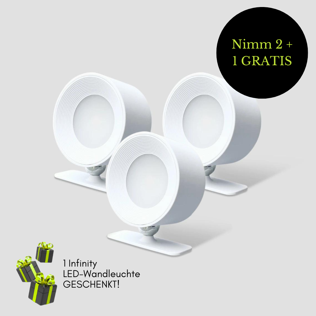 2 + 1 GRATIS Aktion / Infinity LED-Wandleuchte, kabellos, mit langlebigem Akku