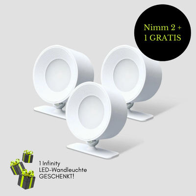 2 + 1 GRATIS Aktion / Infinity LED-Wandleuchte, kabellos, mit langlebigem Akku