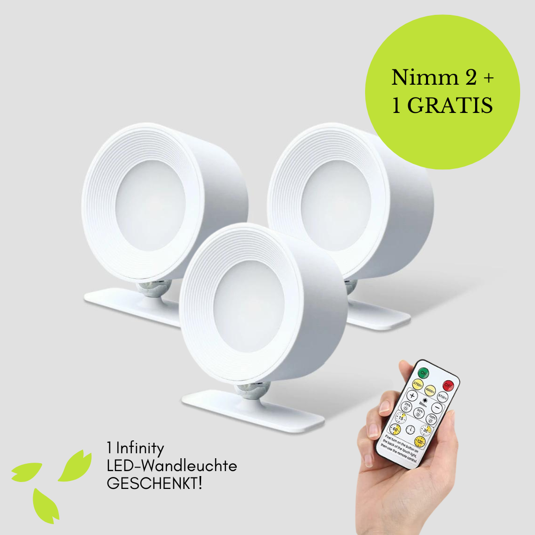 Infinity LED-Wandleuchte mit Fernsteuerung & Timer, kabellos