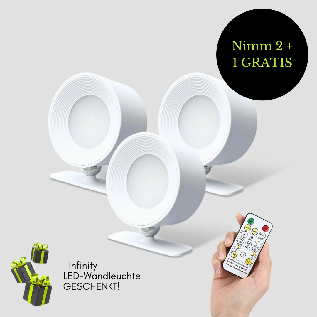 Infinity LED-Wandleuchte mit Fernsteuerung & Timer, kabellos