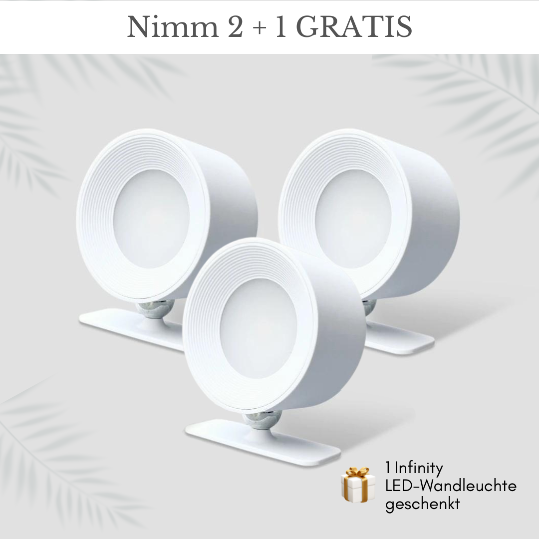 2 + 1 GRATIS Aktion / Infinity LED-Wandleuchte, kabellos Holzoptik