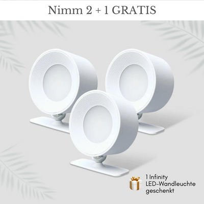 2 + 1 GRATIS Aktion / Infinity LED-Wandleuchte, kabellos Holzoptik